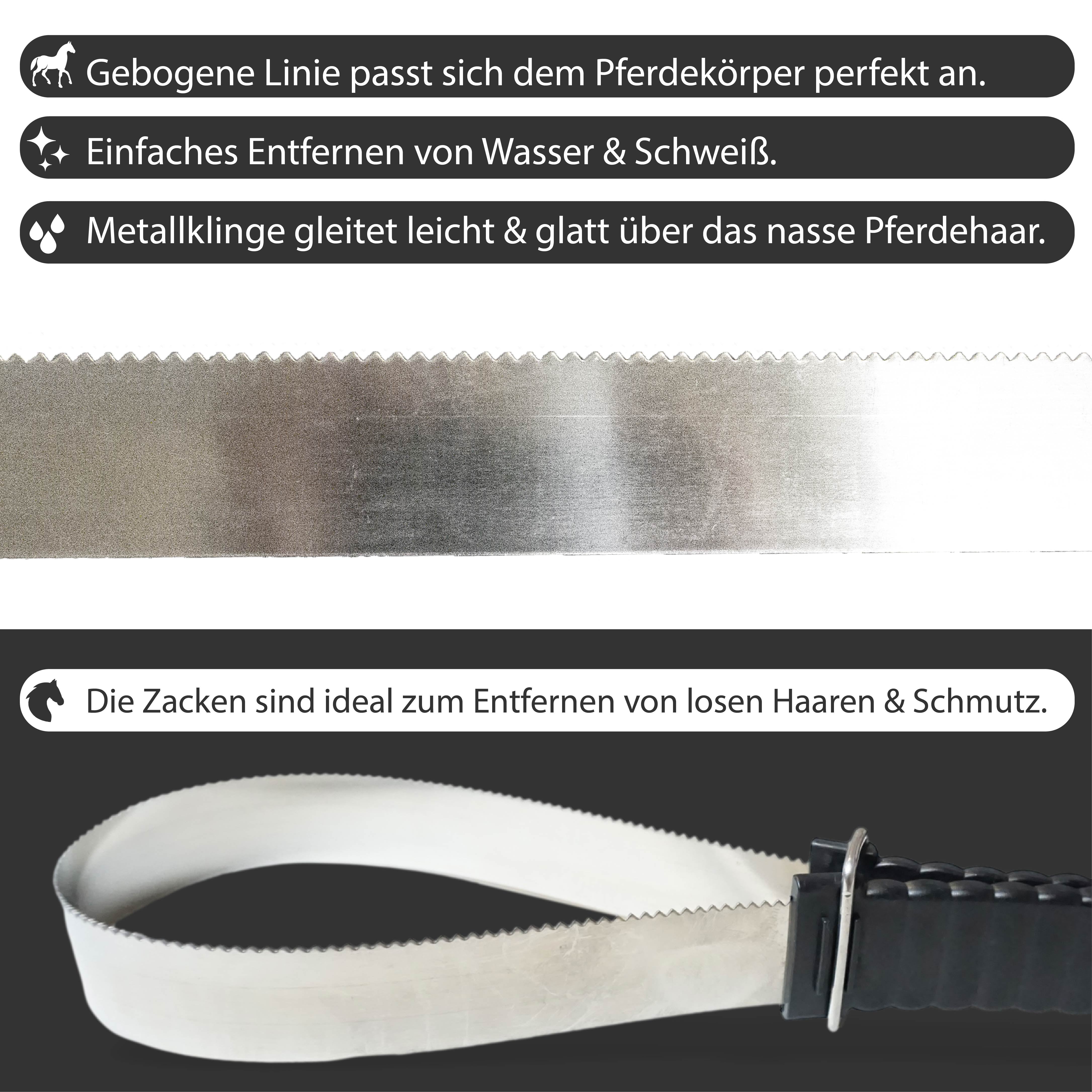 Schweißmesser für Pferde – Metallstriegel mit 2-Fach Funktion
